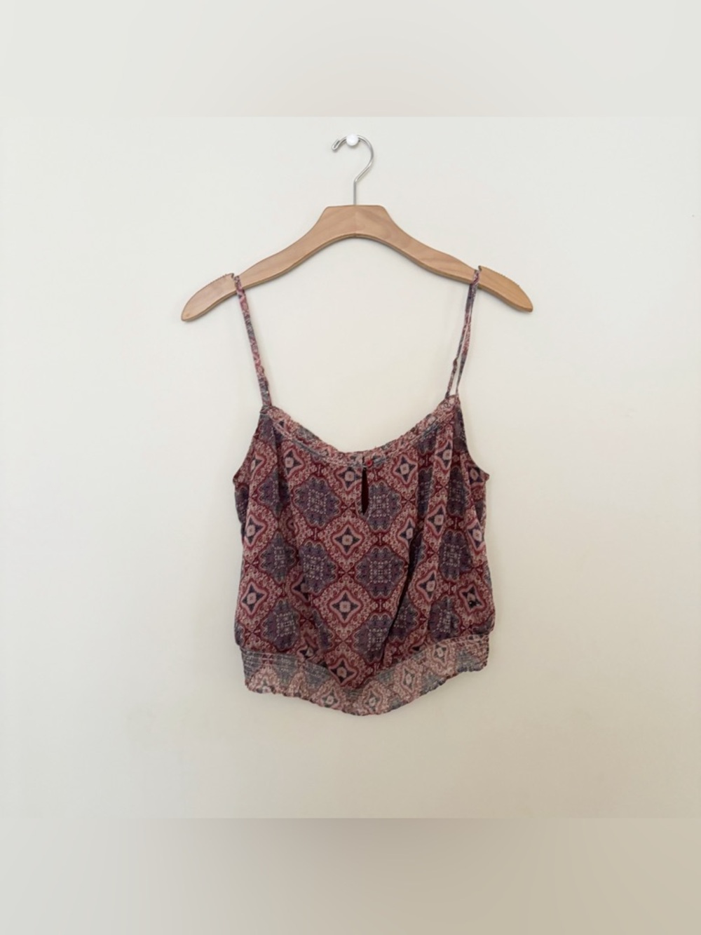 American Eagle Outfitters Printed Spaghetti Strap Tank Womens Sz Small Sheer - Picture 1 of 7